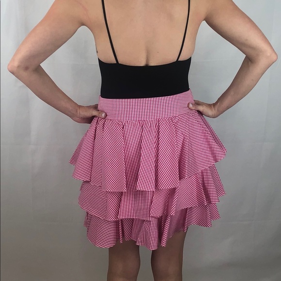 Scripted Gingham Tiered Ruffled Mini Skirt Sz Med - Picture 5 of 8